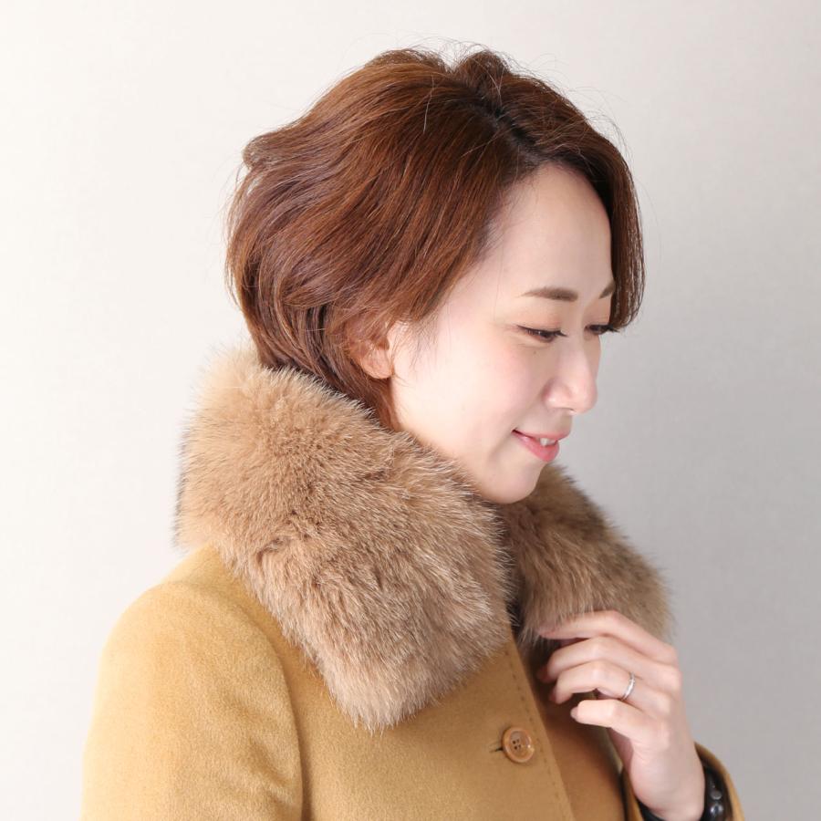 sankyo shokai つけ襟 ファー 襟留め付き レディース ふわふわ ボリューム 暖かい 可愛い 普段使い きれいめ 裏地付き ギフト プレゼント (01000052r) - 画像 (3)