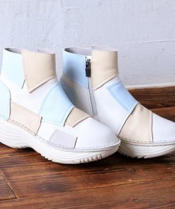 軽量パッチワークデザインアンクルブーツ