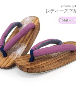 下駄 レディース 浴衣 桐 ベージュ 土台 菊柄 薄紫 鼻緒 夏 祭り 花火大会 右近 痛くない 歩きやすい 女性 フリーサイズ