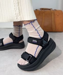 Java サンダル 「JaVaジャバコラボ」夏 定番！ベルクロ厚底サンダル ストラップあり レディース