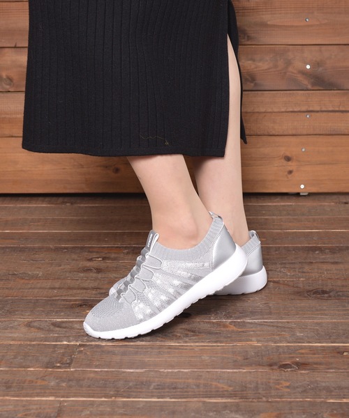 moz スニーカー moz(モズ)超軽量ニットゴム紐レースアップスニーカー レディース - 画像 (9)