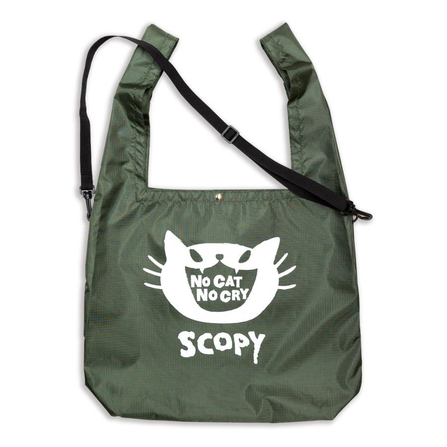 猫 マルシェバッグ NO CAT CRY ( オリーブ ) ネコ ねこ 猫柄 雑貨 お買い物 エコバッグ - メール便 SCOPY スコーピー - 画像 (4)