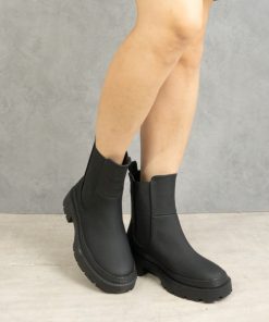 ブーツ マットトラックソールサイドゴアショートブーツ レディース