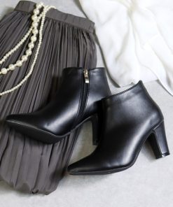 LibertyDoll ブーツ / 7cmチャンキーヒールポインテッドトゥショートブーツ レディース