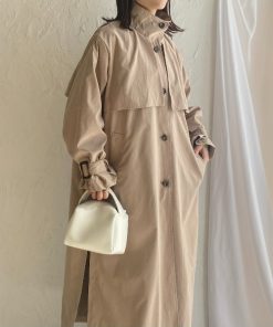 She's Closet ステンカラーコート コート ボリューム袖キャンディスリーブ2wayロング丈スタンドカラーステンカラーコート レディース