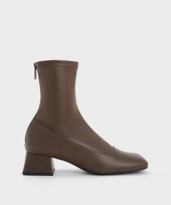 CHARLES ＆ KEITH ブーツ トラペーズブロックヒールアンクルブーツ レディース