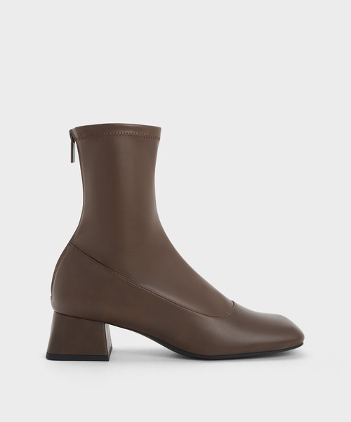 CHARLES & KEITH ブーツ トラペーズブロックヒールアンクルブーツ レディース