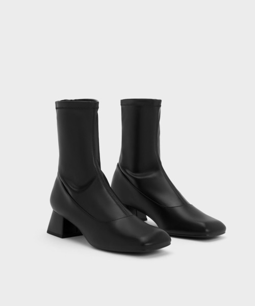 CHARLES & KEITH ブーツ トラペーズブロックヒールアンクルブーツ レディース - 画像 (4)