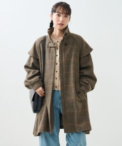 FREAK'S STORE ステンカラーコート コート ウーリー ケープ スリーブ ショートコート レディース