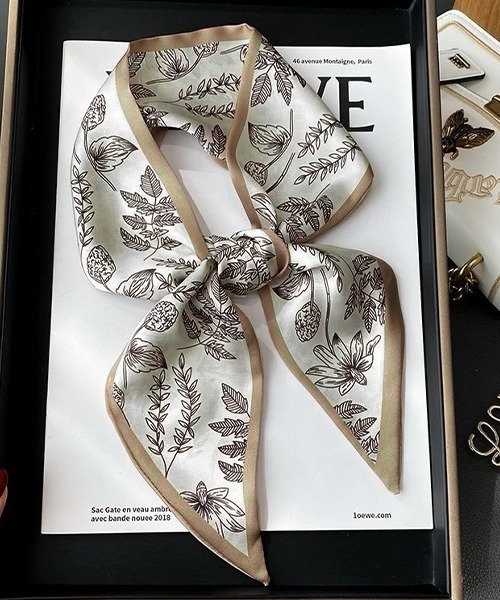 ad thie スカーフ バンダナ ボタニカル柄 ナロースカーフ レディース - 画像 (3)