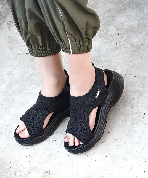 moz サンダル moz(モズ)厚底ニットスポーツサンダル レディース