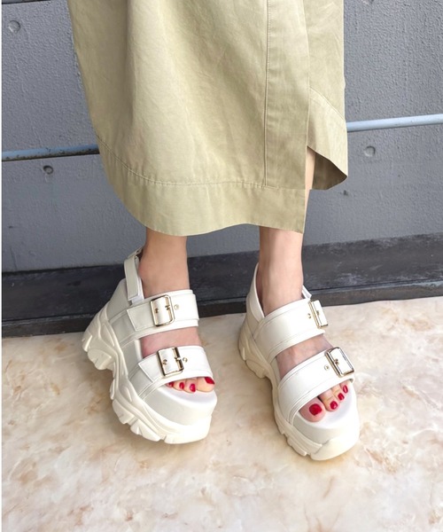 R&E サンダル 「R&E」厚底ラバーWベルトサンダル レディース - 画像 (2)