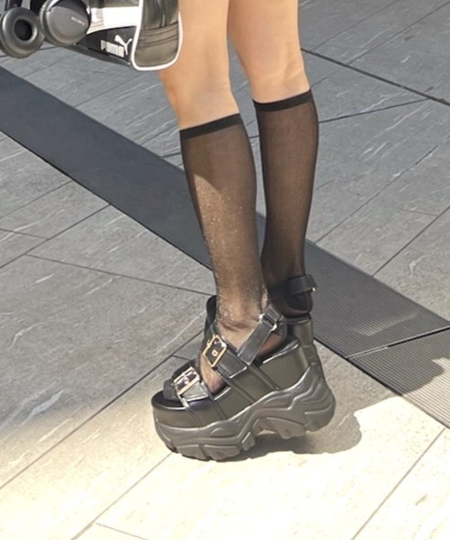 R&E サンダル 「R&E」厚底ラバーWベルトサンダル レディース