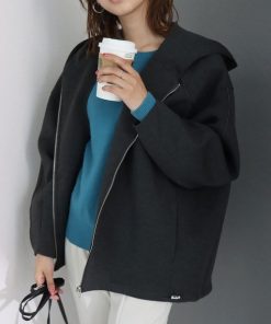 libelle more ブルゾン アウター ダンボールポンチフードジップブルゾン レディース