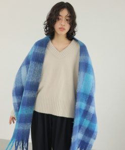 LEPSIM ストール マフラー 太フリンジチェックストール　145725 レディース