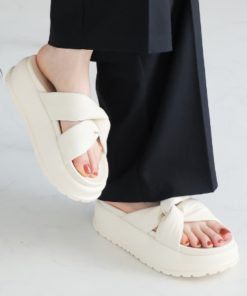 VIVIAN サンダル 厚底サイドクロスデザインサンダル レディース