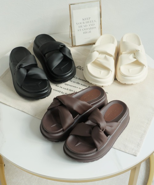 VIVIAN サンダル 厚底サイドクロスデザインサンダル レディース - 画像 (5)