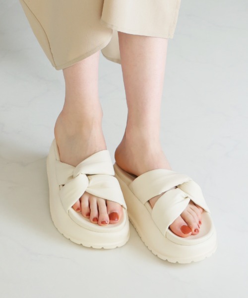 VIVIAN サンダル 厚底サイドクロスデザインサンダル レディース - 画像 (8)