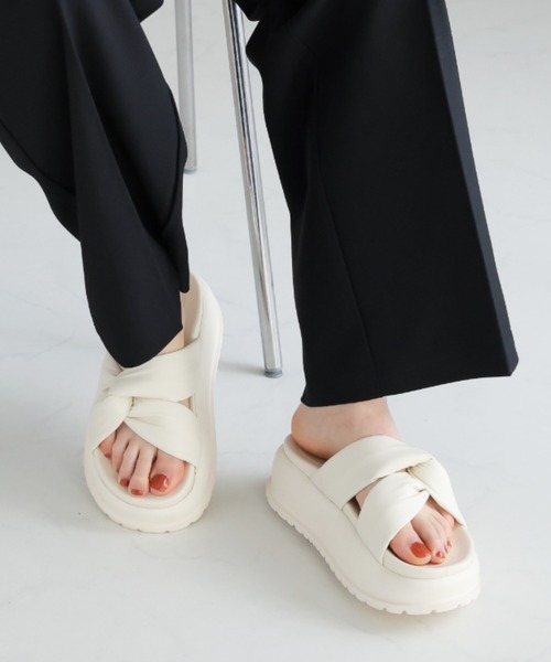 VIVIAN サンダル 厚底サイドクロスデザインサンダル レディース - 画像 (9)