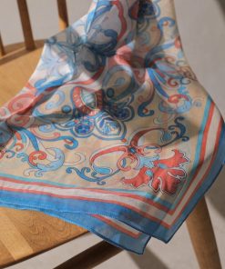 スカーフ バンダナ シルク混 インド パネル ボタニカル柄 レディース