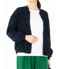 ブルゾン アウター レースコンビコンシャススリーブブルゾン レディース