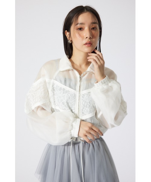 rienda ブルゾン アウター レースコンビシアーブルゾン シアートップス レディース - 画像 (3)