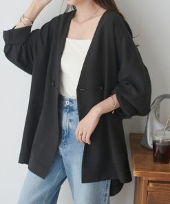 Discoat 「DISCOAT」 ノーカラージャケット FREE チャコールグレー レディース