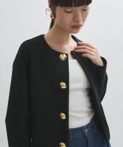 ADAM ET ROPE' 「ADAM ROPE'」 ノーカラージャケット FREE ブラック レディース