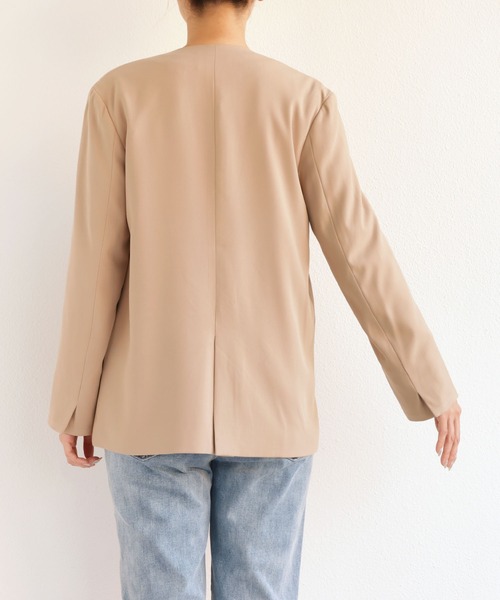 andme 「andme」 ノーカラージャケット M ダークベージュ レディース - 画像 (4)