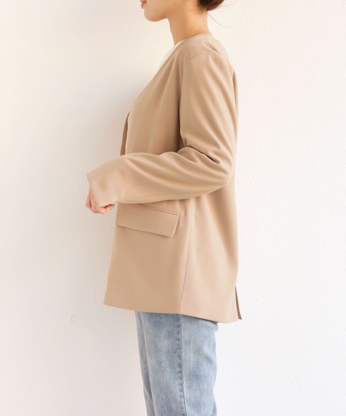 andme 「andme」 ノーカラージャケット M ダークベージュ レディース - 画像 (6)