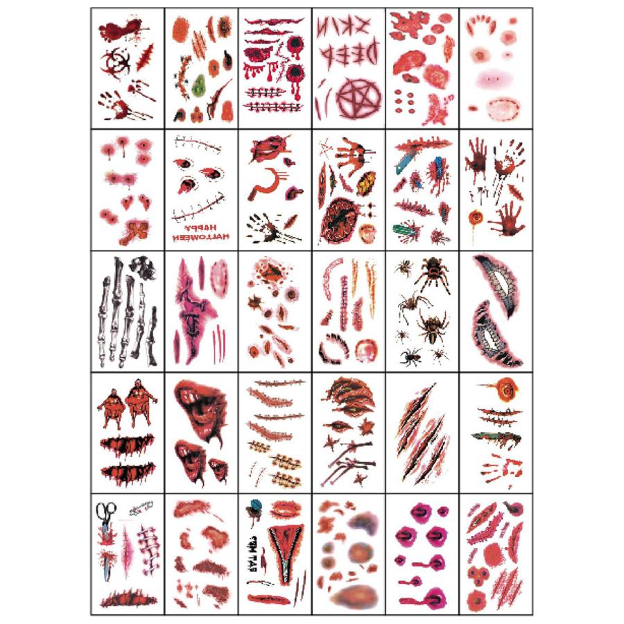 タトゥーシール 特殊メイク 50枚セット 傷痕 傷 傷口 ゾンビ 血 タトゥー シール フェイクタトゥー ハロウィン コスプレ 仮装 メイク 傷メイク - 画像 (9)