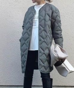 【特価】暖かい ノーカラーコート キルティングコート ロングコート キルティングノーカラーコート キルティングジャケットロングコートダウンコート レディース