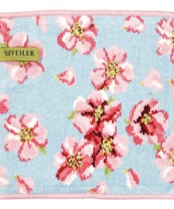 feiler 並行輸入品 フェイラー ハンカチ ハンドタオル タオルハンカチ 25cm 日本未発売 桜 チェリーブロッサム ブルー 名入れ可有料