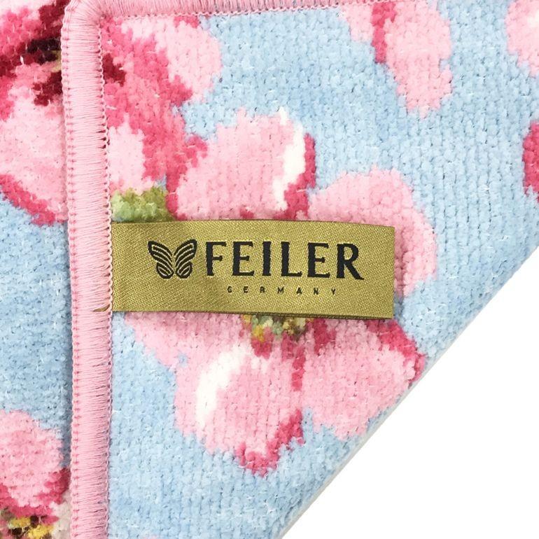 feiler 並行輸入品 フェイラー ハンカチ ハンドタオル タオルハンカチ 25cm 日本未発売 桜 チェリーブロッサム ブルー 名入れ可有料 - 画像 (2)