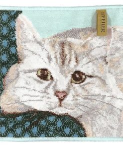 feiler 並行輸入品 フェイラー ハンカチ ハンドタオル タオルハンカチ 25cm 日本未発売 ホワイトキャット 白猫 シロネコ 名入れ可有料