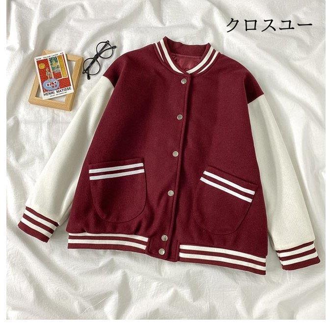 スタジャン 中綿 レディース スタジアムジャンパー 中綿ジャケット ジャンパー ゆったり 冬 アウター スポーツ風 カジュアル お洒落 - 画像 (8)