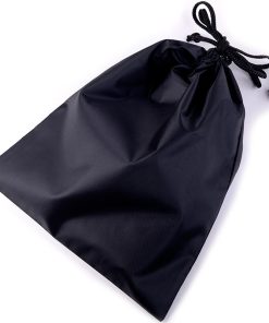 aurora(ファッション) 大きめ無地巾着袋 紺 黒 ネイビー ブラック Lサイズ スリッパ入れ シューズケース 体操着袋