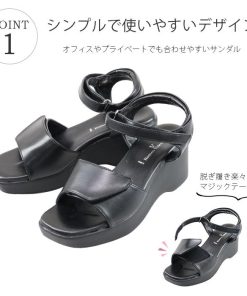 Romeo Valentino サンダル レディース オフィス ナース 6cmヒール 黒 厚底 ウェッジソール ストラップ ロメオバレンチノ