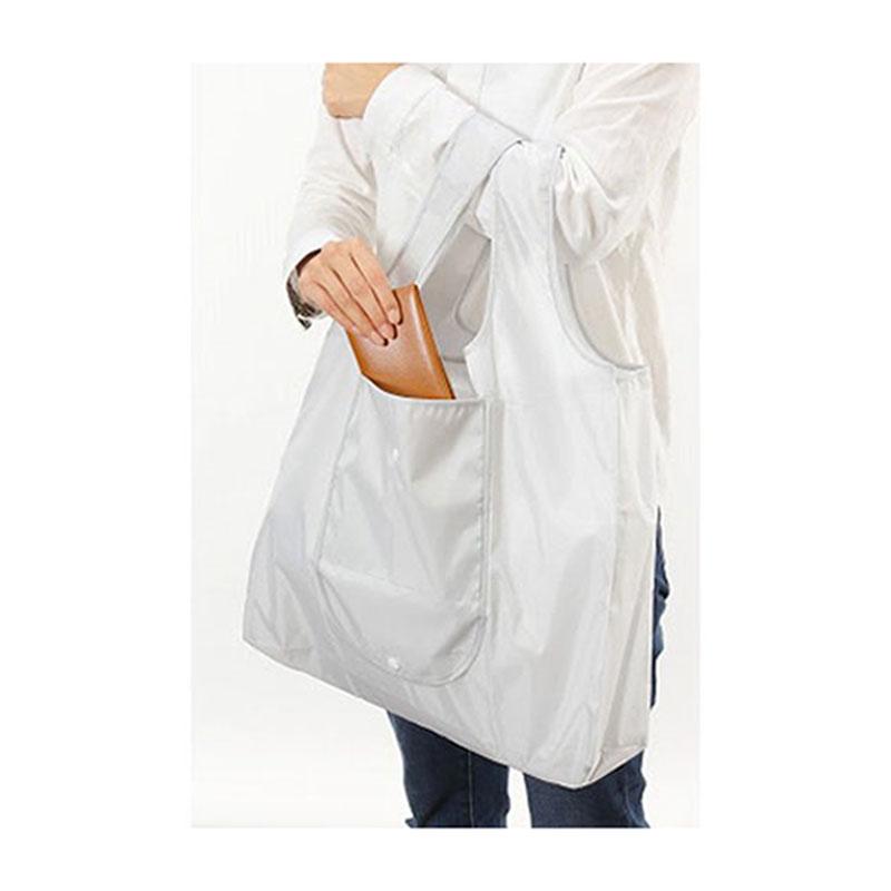 かんたんたためるエコバッグ 7343GY ライトグレー 無地 シンプル 折りたたみバッグ - 画像 (2)