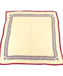 シャネル スカーフ 大判サイズ レディース ココマーク系柄 ベージュ×ボルドー系 中古