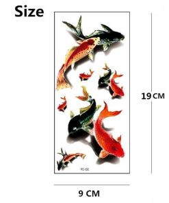 タトゥー シール 3D 魚 鯉 コイ こい ボディシール TATOO 入れ墨 刺青 転写 防水 オマケ付