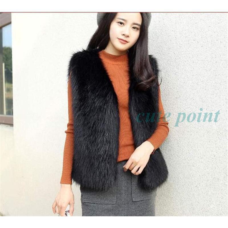 ファーベスト レディース 秋 冬 フェイクファー ショート丈 ジレ ベスト ボアベスト 毛皮コート 防寒 ブルゾン ふわふわ 暖かい 前開き ギフト - 画像 (9)