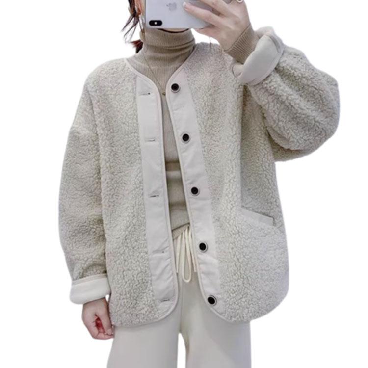 ブルゾン ボアジャケット レディース 秋 冬 上着 アウター ジャンバー 羽織り 長袖 ミディアム丈 ボア フリースジャケット オーバーサイズ お洒落 - 画像 (3)