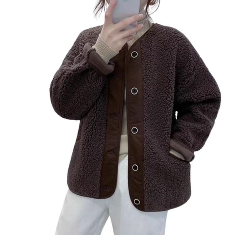 ブルゾン ボアジャケット レディース 秋 冬 上着 アウター ジャンバー 羽織り 長袖 ミディアム丈 ボア フリースジャケット オーバーサイズ お洒落 - 画像 (4)