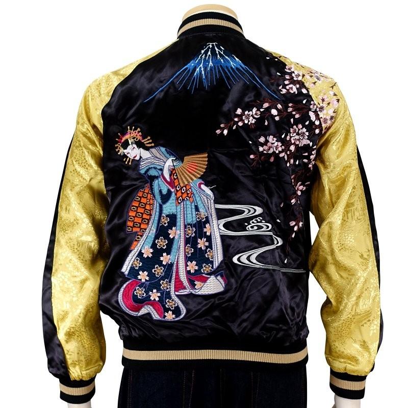 舞踏舞妓刺繍スカジャン 花旅楽団 SSJ-705 和柄 - 画像 (2)