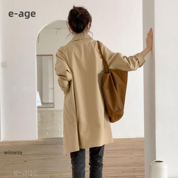ステンカラーコート スプリングコート レディース ロングコート ミドル丈 裏地付 大人 女性 春コート 薄手 きちんと ゆったり 春 秋 アウター 長 - 画像 (4)
