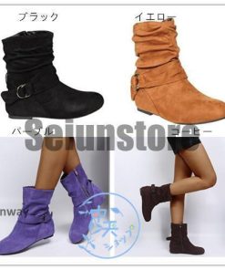 ショートブーツレディースブーツ黒短靴ローヒールスリッポンショートブーツ大きいサイズ ショートブーツパンプス春秋靴 二次会40代〜代50代〜26.5cm全5色