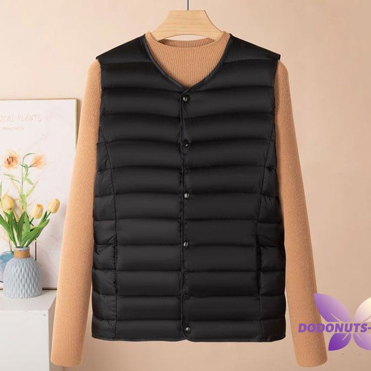 レディース ライトダウンベスト キルティングベスト ライトダウン 暖か ノーカラー インナーダウン アウター あたたかい 軽い 秋 防寒 薄い 無地 - 画像 (3)