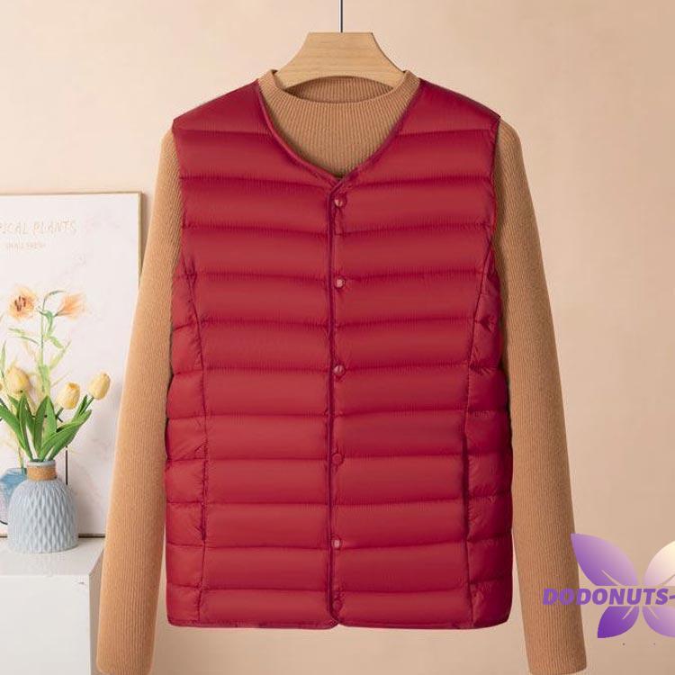 レディース ライトダウンベスト キルティングベスト ライトダウン 暖か ノーカラー インナーダウン アウター あたたかい 軽い 秋 防寒 薄い 無地 - 画像 (4)