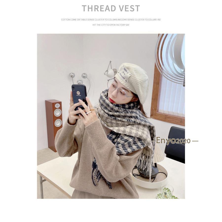 ストール レディース 大判 マフラー ケープ ショール フリンジ 編み カシミアタッチ チェック 防寒 暖か 秋冬 通勤 学生 おしゃれ 韓国風 新作 - 画像 (7)